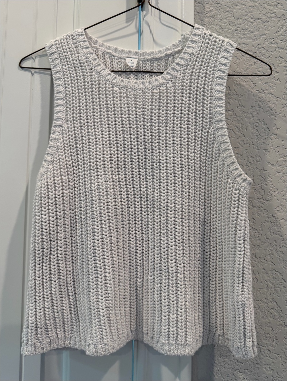 Old Navy White Chunky Knit Sleeveless Sweater Vest Size Small